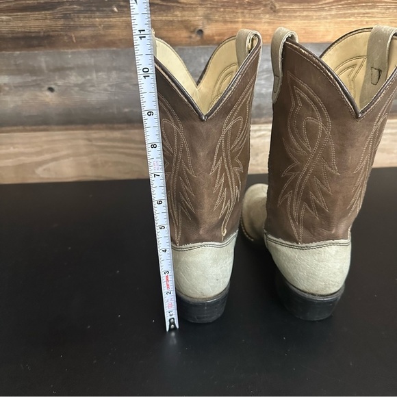 Bronco Youth Beige & Brown Western Boots 6D Festival Cowboy Rodeo Country Music - Picture 3 of 9